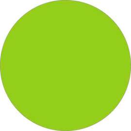 2" Dia. Round Removable Labels, Fluorescent Green, Roll of 500