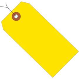 Global Industrial Plastic Shipping Tag Pre Wired#8 6-1/4"L x 3-1/8"W, Yellow, 100/Pack