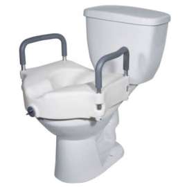 Drive Medical RTL12027RA Elevated Raised Toilet Seat with Removable Padded Arms, Standard Seat