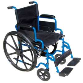 Drive Medical Blue Streak Wheelchair with Flip Back Desk Arms, Swing Away Footrests, 18" Seat