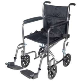 Drive Medical TR37E-SV Lightweight Steel Transport Wheelchair, Fixed Full Arms, 17" Seat