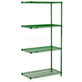 Nexel Poly-Green, 4 Tier, Wire Shelving Add-On Unit, 72"W x 18"D x 74"H