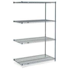 Nexel Nexelon, 4 Tier, Wire Shelving Add-On Unit, 42"W x 18"D x 54"H