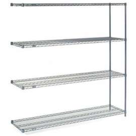 Nexel Nexelon, 4 Tier, Wire Shelving Add-On Unit, 60"W x 24"D x 54"H