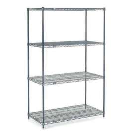 Nexel Nexelon, 4 Tier, Wire Shelving Starter Unit, 72"W x 21"D x 86"H