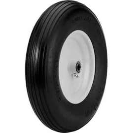 Marathon 00063 4.80/4.00-8 Ribbed Tread Flat Free Cart Tire - 3" Centered - 3/4" Bearings
