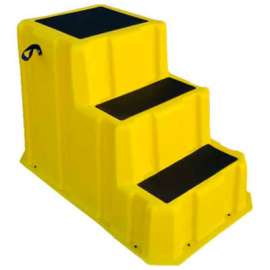 3 Step Nestable Plastic Step Stand - Yellow 26"W x 43"D x 28"H - NST-3 YEL