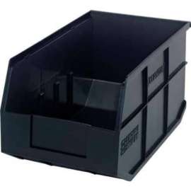 Quantum Plastic Stacking and Hanging Shelf Bin SSB443 8-1/4"W x 14"D x 7"H, Black