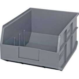 Quantum Plastic Stacking and Hanging Shelf Bin SSB445 11"W x 14"D x 7"H, Gray
