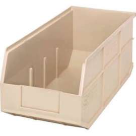 Quantum Plastic Stacking and Hanging Shelf Bin SSB463 8-1/4"W x 18"D x 7"H, Ivory