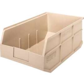 Quantum Plastic Stacking and Hanging Shelf Bin SSB465 11"W x 18"D x 7"H, Ivory