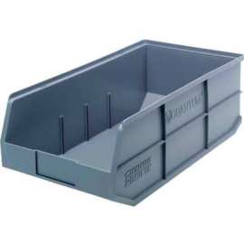 Quantum Plastic Stackable Shelf Bin SSB485 11"W x 20-1/2"D x 7"H, Gray