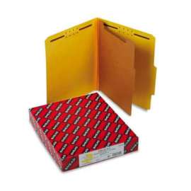 Smead Pressboard Classification Folders, Letter, Four-Section, Yellow, 10/Box