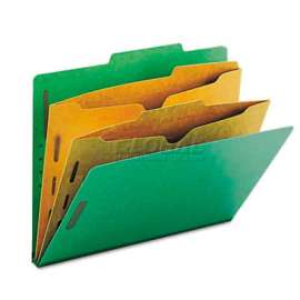 Smead Pressboard Folders with Two Pocket Dividers, Letter, Six-Section, Green, 10/Box