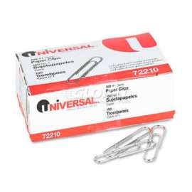 Universal Paper Clips, Smooth Finish, No. 1, Silver, 1000/Pack