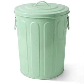 Plexon 5 Gallon Small Metal Trash Can with Lid Outdoor Galvanized Steel Bucket with Lid 5 Gal Storage Can for Dog Food Bird Seed Storage Container Rodent Pet Proof, Green