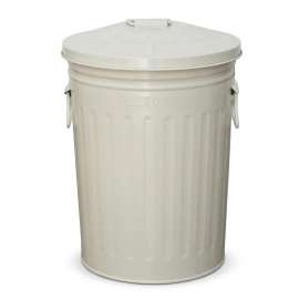 Plexon 2 Gallon Small Metal Trash Can with Lid Bathroom Garbage Can with Lid Bathroom Trash Can for Bedroom Office Kitchen Indoor Waste Basket, Round Powder Coated Off-White Bucket