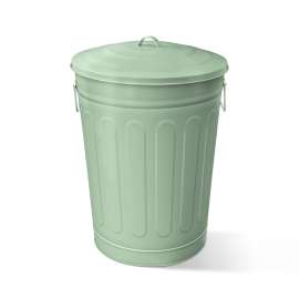 Plexon Round Trash Can 13 Gallon, Vintage Metal Outdoor Trash Can with Lid, Retro Farmhouse Garbage Container, Old School Modern Ash Bucket, Green