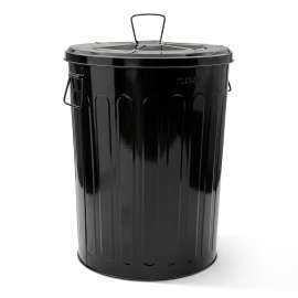 Plexon 20 Gallon Metal Trash Can with Lid Outdoor Large Garbage Can Decorative Trash Can Heavy Duty Powder Coated Metal Bucket with Lid for Garage Workshop Storage Farmhouse, Black