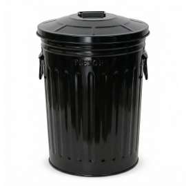 Plexon 2 Gallon Small Metal Trash Can with Lid Bathroom Garbage Can with Lid Bathroom Trash Can for Bedroom Office Kitchen Indoor Waste Basket, Round Powder Coated Black Bucket