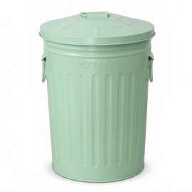 Plexon 2 Gallon Small Metal Trash Can with Lid Bathroom Garbage Can with Lid Bathroom Trash Can for Bedroom Office Kitchen Indoor Waste Basket, Round Powder Coated Green Bucket