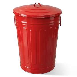 Plexon Metal Trash Can with Lid 13 Gallon, Decorative Outdoor Trash Can Heavy Duty Galvanized Metal Bucket with Lid for Garage Workshop Storage Farmhouse, Red