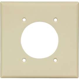 Eaton Wiring Devices 2168V-BOX Power Outlet Wallplate, 4-1/2 in L, 4-9/16 in W, 2 -Gang, Thermoset, Ivory