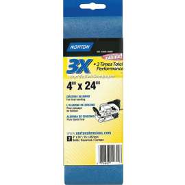 NORTON 05474 Sanding Belt, 4 in W, 24 in L, 36 Grit, Extra Coarse, Zirconia Aluminum Abrasive