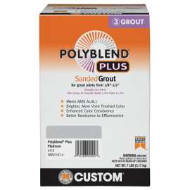 CUSTOM Polyblend Plus PBPG1157-4 Sanded Grout, Solid Powder, Characteristic, Platinum, 7 lb Box