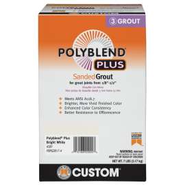 CUSTOM Polyblend Plus PBPG3817-4 Sanded Grout, Solid Powder, Characteristic, Bright White, 7 lb Box