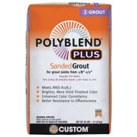 CUSTOM Polyblend Plus PBPG6025 Sanded Grout, Powder, Characteristic, Charcoal, 25 lb Bag