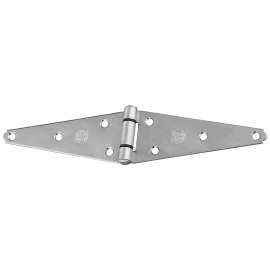 National Hardware N128-082 Heavy Strap Hinge, 11.47 in W Frame Leaf, 0.1 in Thick Leaf, Steel, Zinc, Tight Pin, 20 lb