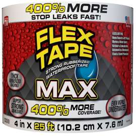 FLEX TAPE TFSMAXWHT04 Waterproof Tape, 25 ft L, 4 in W, Rubber Backing, White