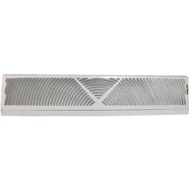 ProSource BB-24W Baseboard Register, 24 in L, 4-1/2 in W, 60 deg Air Deflection, Steel, White