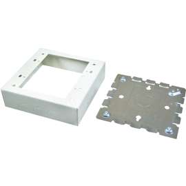 Wiremold B32 Outlet Box, 2 -Gang, 0 -Knockout, Metal, Ivory, Wall Mounting
