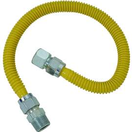 BrassCraft ProCoat Series CSSC21-24 Gas Connector, 3/4 x 3/4 in, Stainless Steel, 24 in L