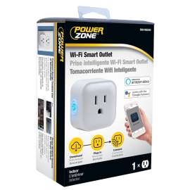 Powerzone ORRCWFII11 Wi-Fi Controlled Outlet, 1 -Pole, 15 A, 125 V, Grounded Socket, Wi-Fi, White