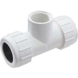 NDS CPT-0500-S Pipe Tee, 1/2 in Run, Compression Run Connection, 1/2 in Branch, Slip Joint Branch Connection, White