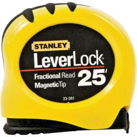 STANLEY STHT33281L Tape Measure, 25 ft L Blade, 1 in W Blade, Steel Blade, ABS Case, Black/Yellow Case