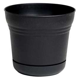 Bloem Ocean SPO500 Saturn Planter, 5 in W, 5 in D, Classic Textured Design, Plastic, Black, Matte