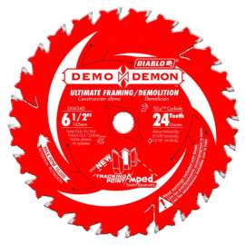 Diablo Demo Demon Amped D0624DA Circular Saw Blade, 6-1/2 in Dia, 5/8 in Arbor, 24-Teeth