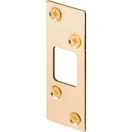 Defender Security E2235 Deadbolt Strike, 3-5/8 in L, 1-1/4 in W, Steel, Brass