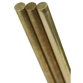 K & S 8160 Decorative Metal Rod, 1/32 in Dia, 12 in L, 260 Brass, 260 Grade