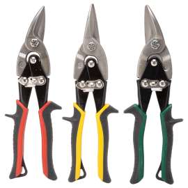 Vulcan JL-TS3PCS Aviation Snip Set, 10-1/8 in OAL, Left/Right/Straight Cut, Chrome Vanadium Steel Blade