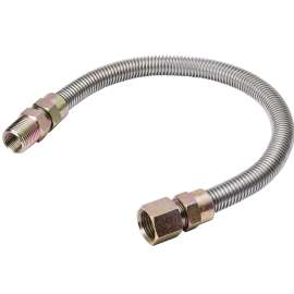 B & K G038SS101148RP Gas Connector, 1/2 in, MIP x FIP, Stainless Steel, 48 in L, 1/2 in OD