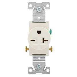 Eaton Wiring Devices 1876LA Single Receptacle, 2 -Pole, 250 V, 20 A, Side Wiring, NEMA: NEMA 6-20R, Light Almond
