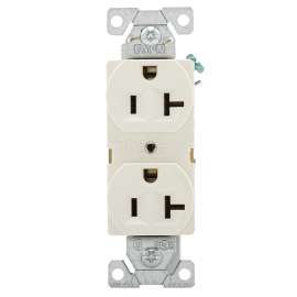 Eaton Wiring Devices BR BR20LA Duplex Receptacle Wallplate, 2 -Pole, 20 A, 125 V, Back, Side Wiring, NEMA: 5-20R