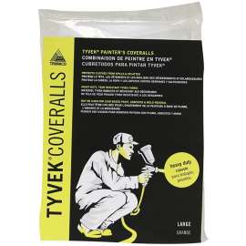Trimaco 14122 Professional Painter's Coveralls, L, Zipper Closure, Tyvek, White