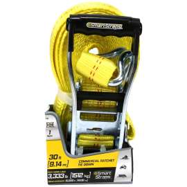 SmartStrap 167 Tie-Down, 2 in W, 30 ft L, Polyethylene, Yellow, 3333 lb, J-Hook End Fitting, Steel End Fitting