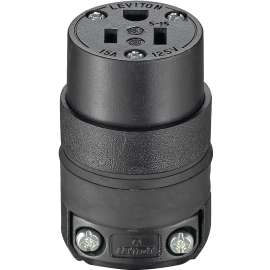 Leviton 000-515CR-000 Electrical Connector, 2 -Pole, 15 A, 125 V, NEMA: NEMA 5-15R, Black
